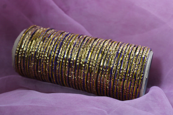 Purple and Gold Glass Bangles